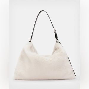 Allsaints Edbury Shearling Shoulder Bag Ecru